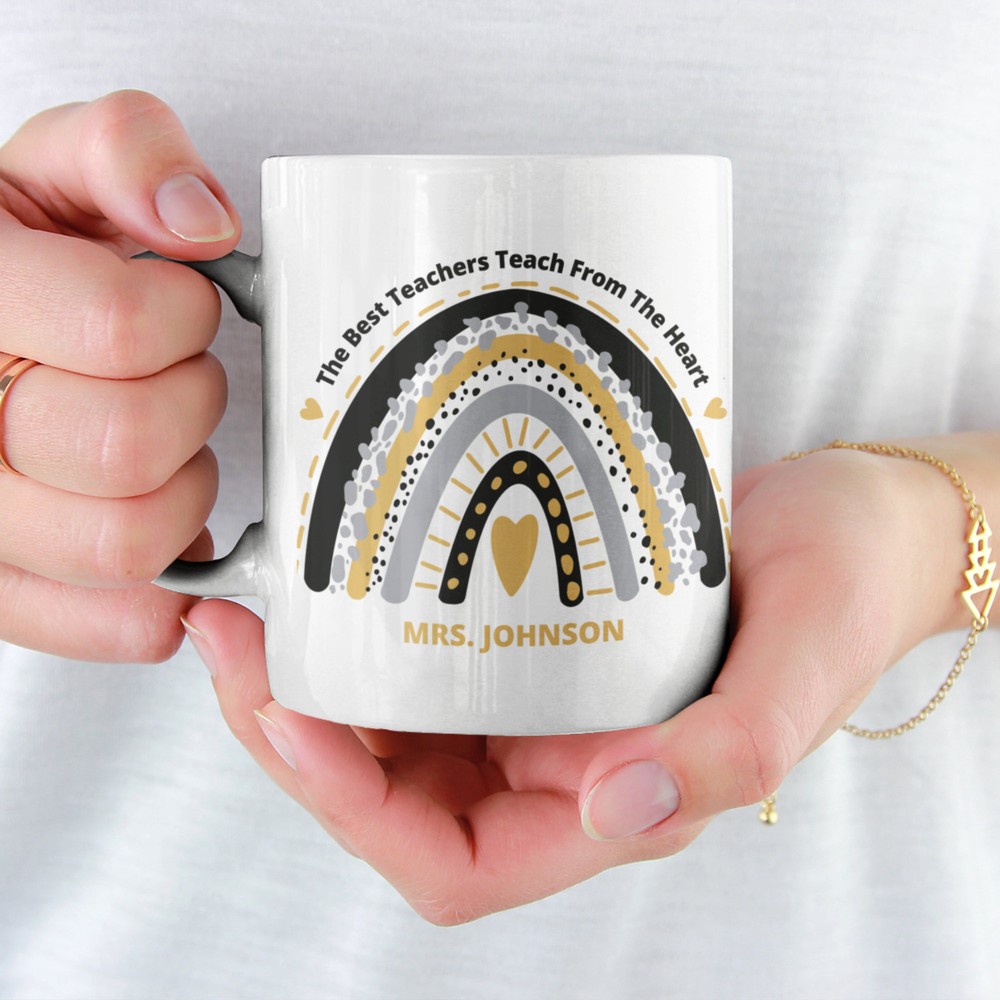 Personalized Rainbow Teacher Appreciation Mug Custom White Custom