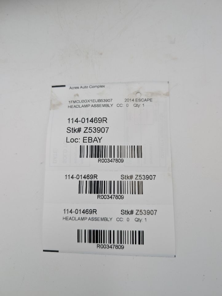 Used Right Headlight Assembly fits: 2014 Ford Escape halogen Right Grade ACheck the pictures and seller’s note for full details-image