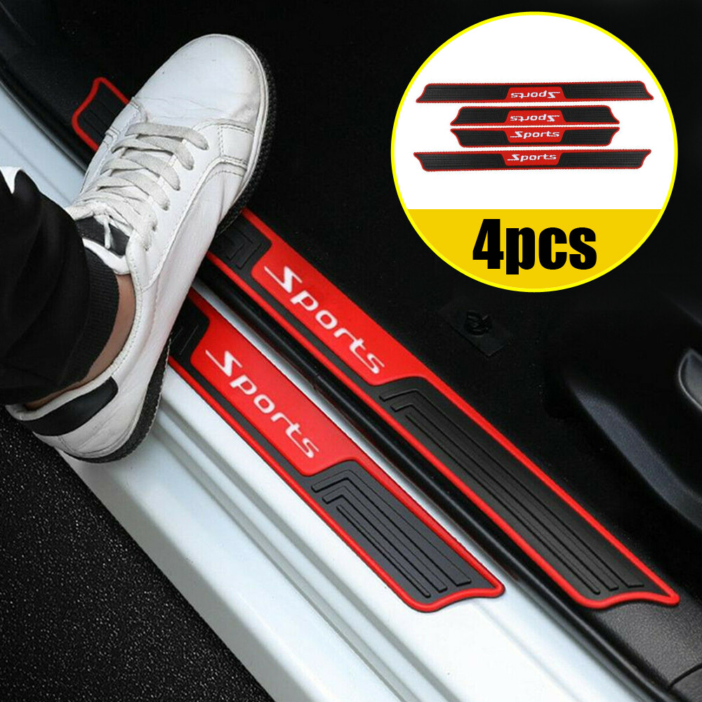 4x Car Accessories Door Sill Scuff Plate Cover Panel Step Protector Rubber Strip