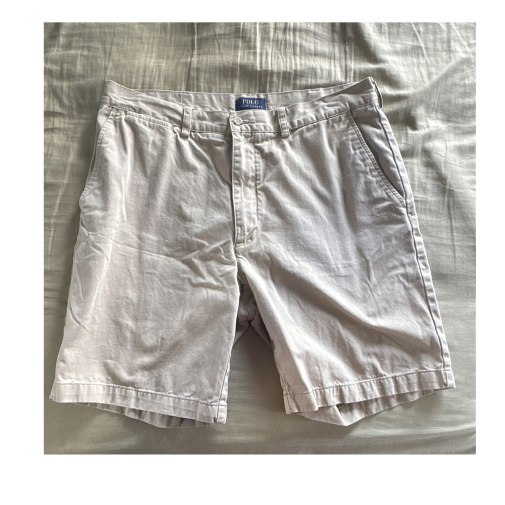 Polo Ralph Lauren Chino Cotton Men's Shorts Beige Flat Front Pockets Button