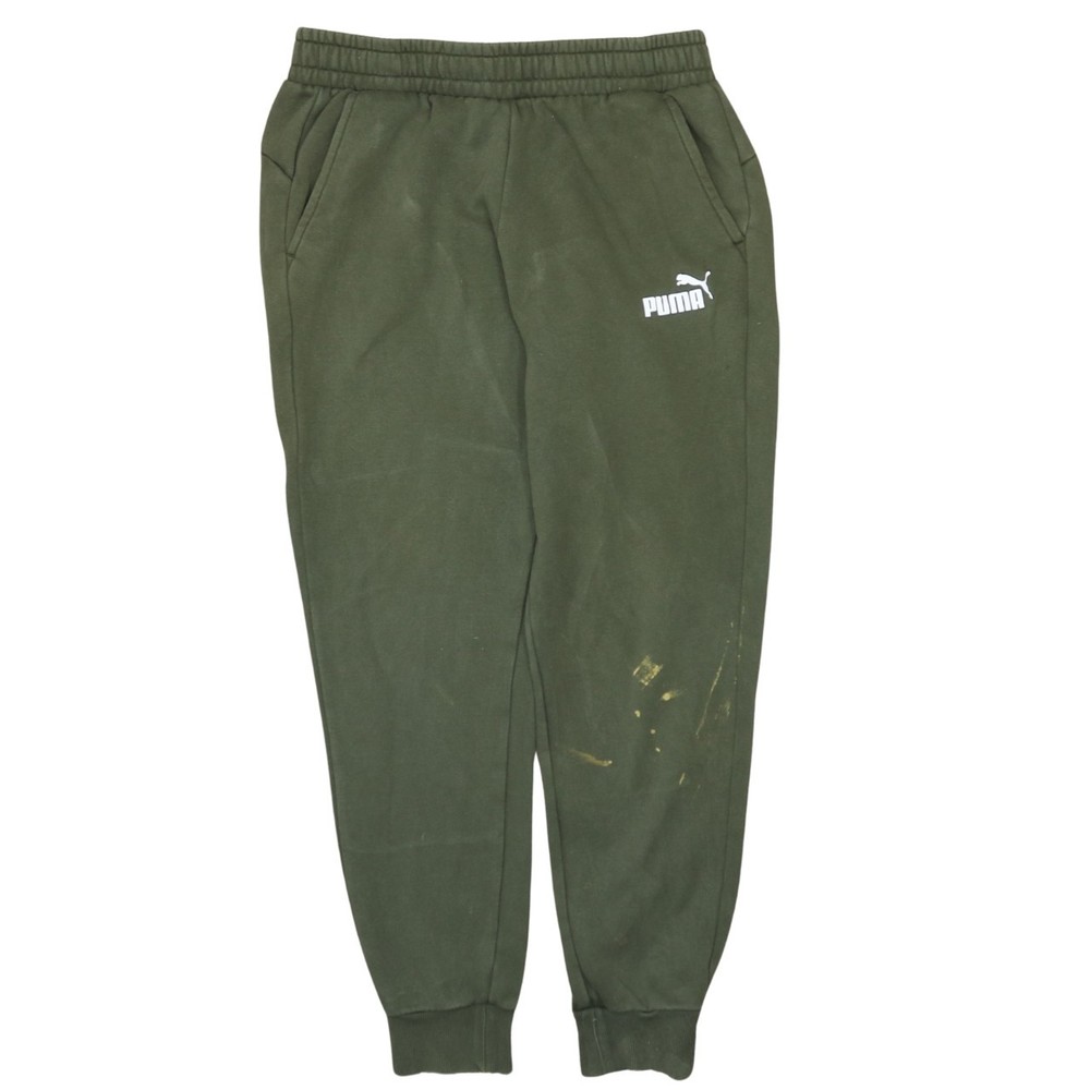 Puma Mens Joggers Khaki Green Fleece Elastic Waist Tapered Gym Track Pants M