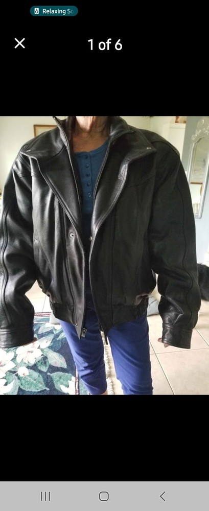Wilsons Leather Black Bomber Jacket L Thinsulate Lined Men's Mid-Length