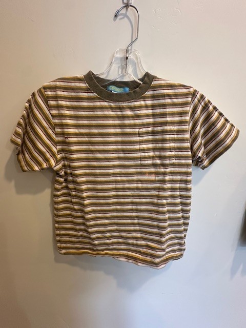 VINTAGE Gymboree Boy Green Striped Short Sleeve T Shirt Size 7 (2004)