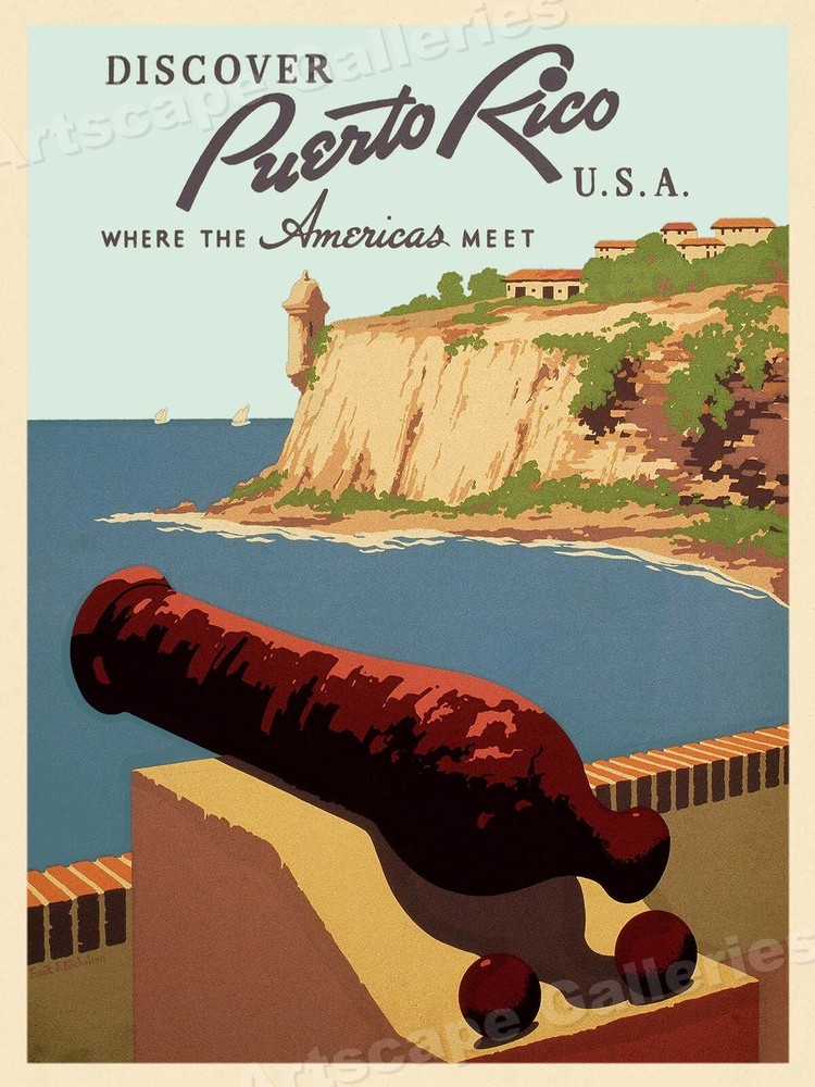 1938 Vintage WPA Travel Poster Discover Puerto Rico 18x24
