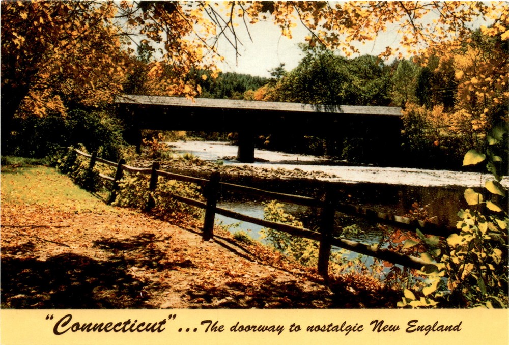 Connecticut, West Cornwall, Housatonic River Bridge, Litchfield Hills, Postcard