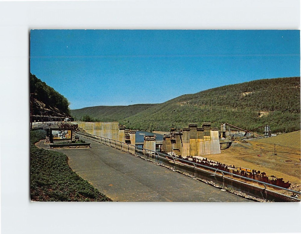 Postcard Construction Work View On Kinzua Dam Allegheny Reservoir Pennsylvania