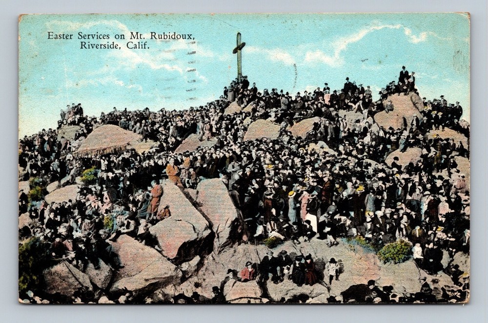 Vintage Easter Services on Mt. Rubidoux Riverside California Postcard
