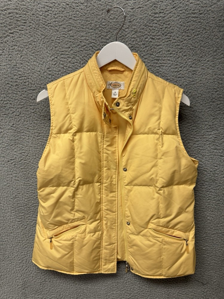 Talbots Quilted Puffer Vest Full zip Women's Sz M Mustard POG