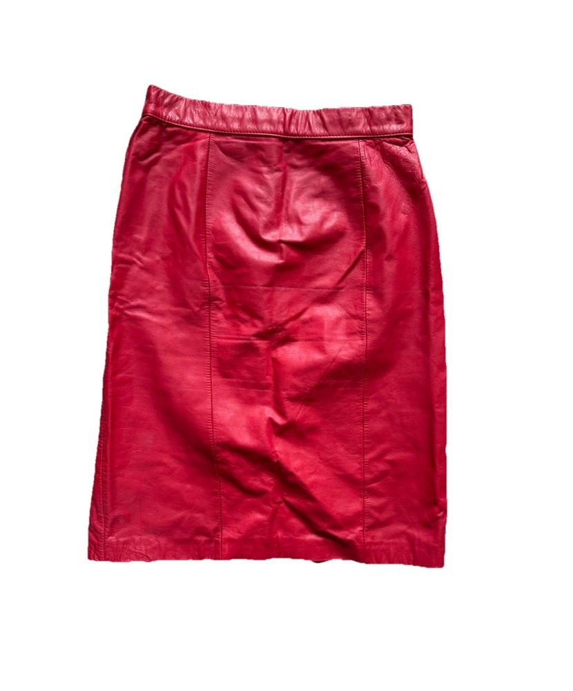 Vintage Red Genuine Leather Rafferty Women’s Pencil Skirt Size 9/10 Y2K Retro
