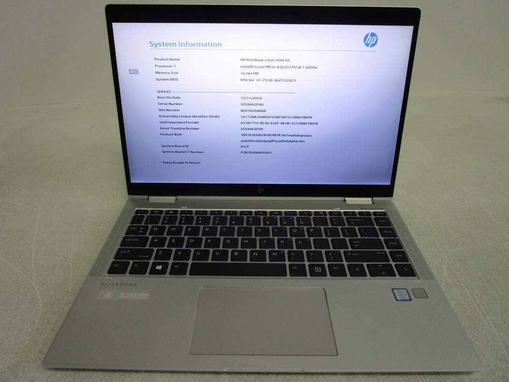 HP Elitebook x360 1040 G6 Core i5-8365U 1.60GHz 16GB 512GB HD No Power Adapter