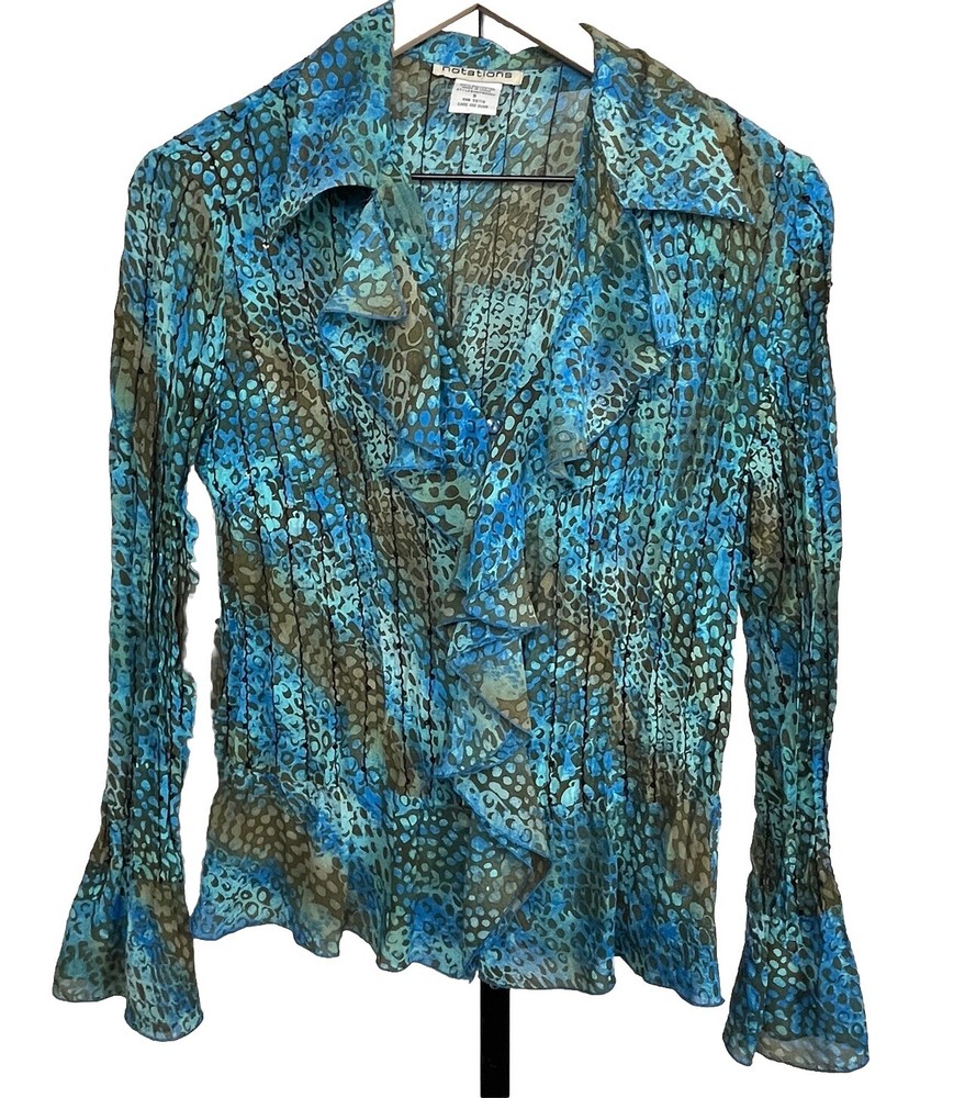 Blusa Apt 9 Top Botones Arrugado Volantes Manga Campana Lentejuelas Pequeña Hada Romántica