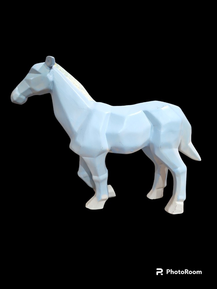 Blue Handcrafted Abstract Resin Horse Statue Figurine 10x14 Inch Home Decor-image