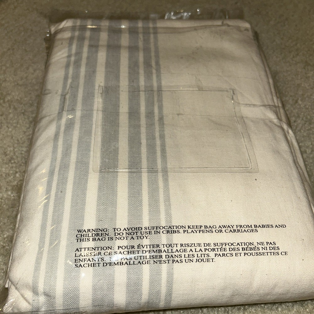 Pottery Barn Riviera Striped Cotton Lined Drape Panel Porcelain Blue 50x 96