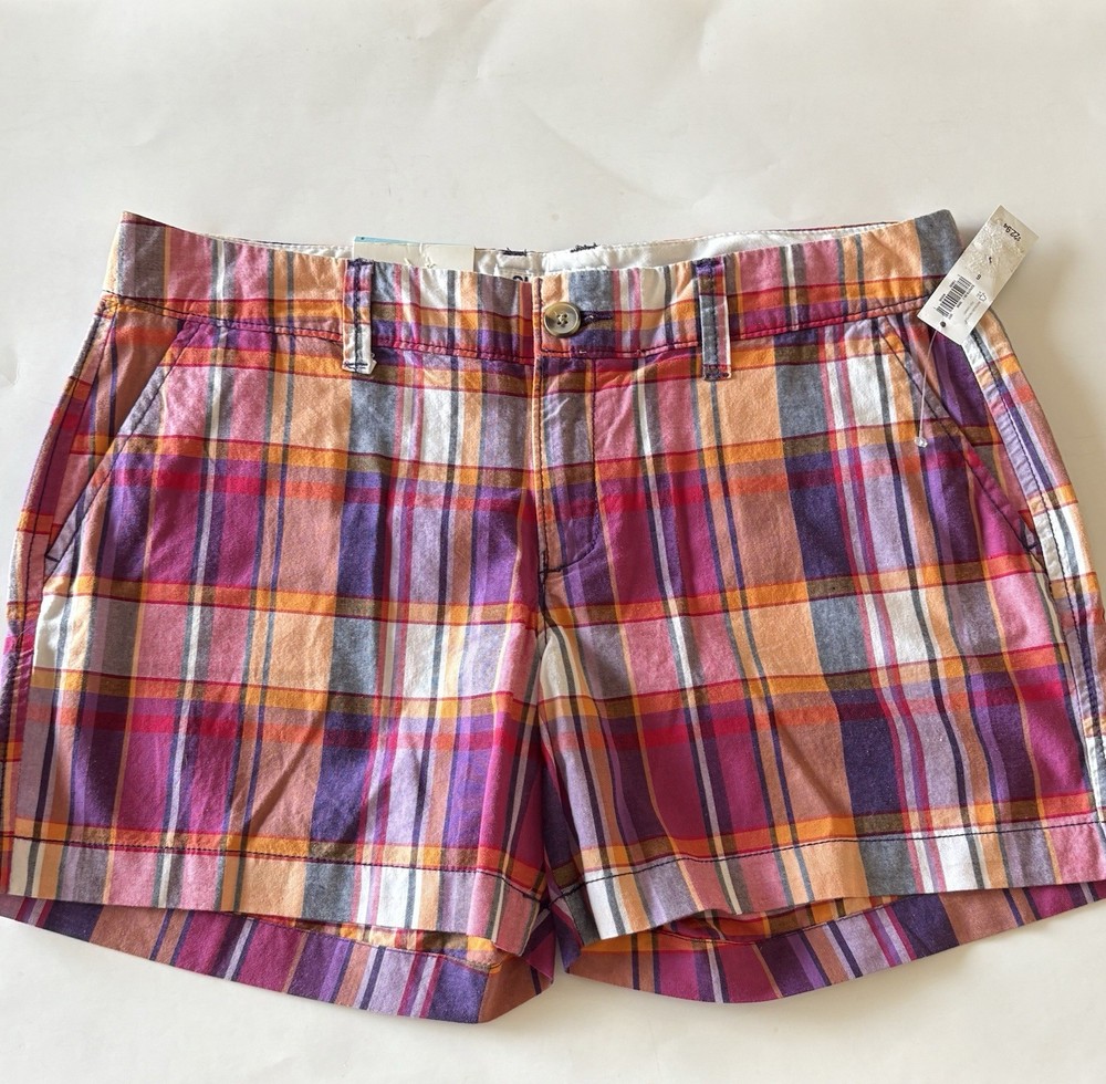 NWT Old Navy Pink Purple Plaid Shorts Size 6