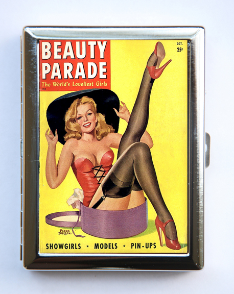 Pin up pinup Hat stockings Cigarette Case Wallet Business Card Holder retro rock
