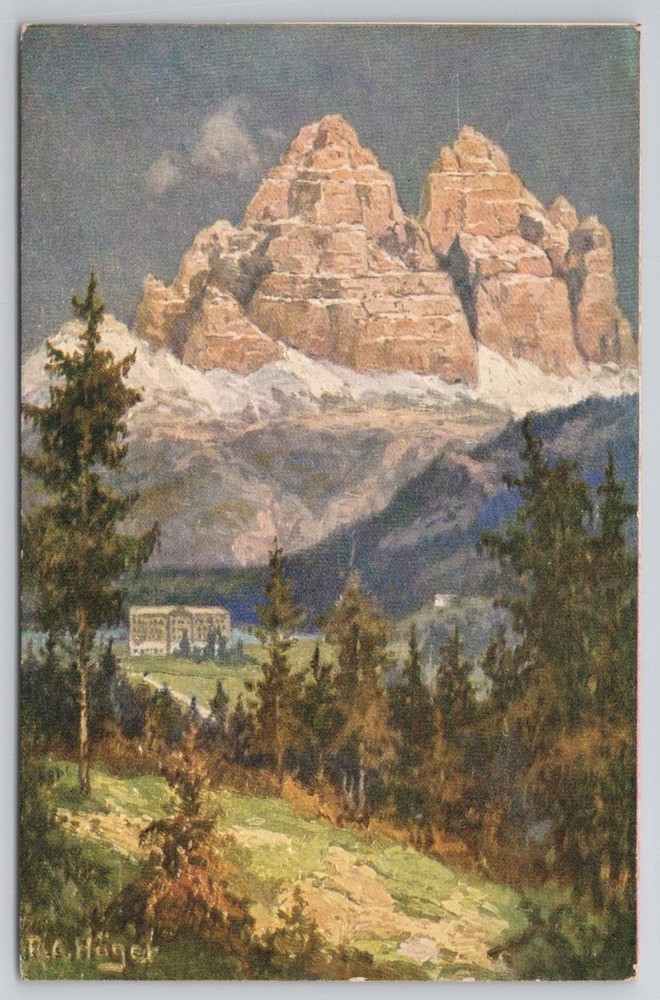Tre Cime di Lavaredo Dolomites Italy Lake Misurina R.O. Höger Art Postcard