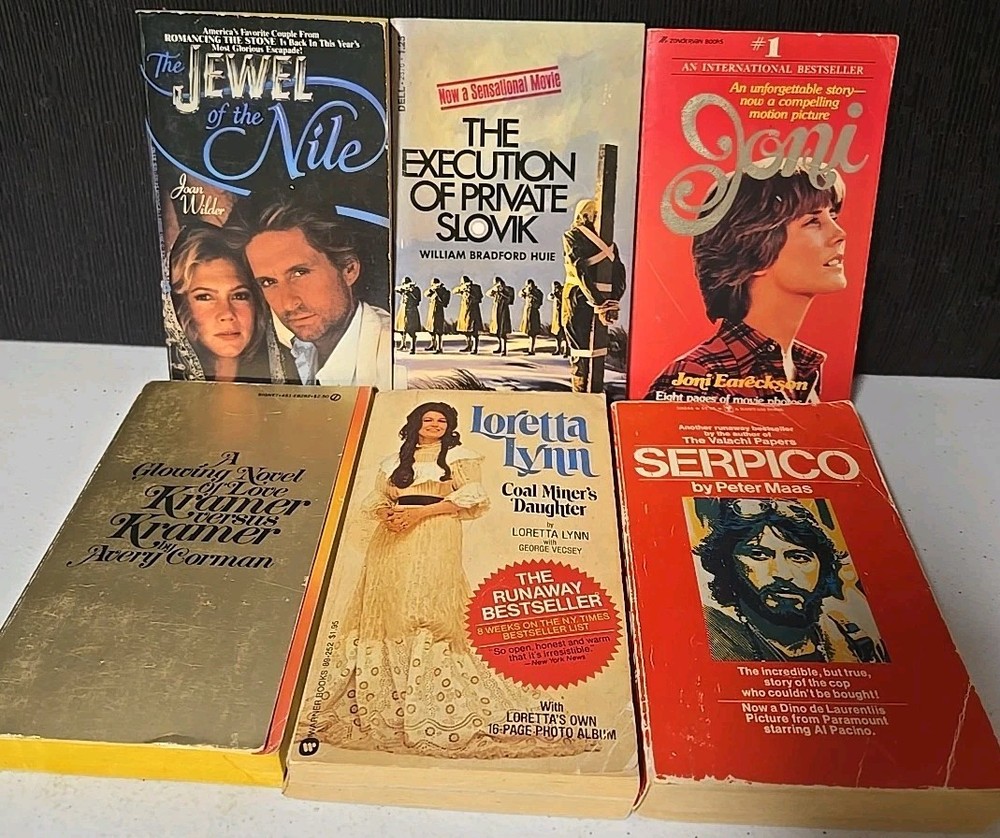 Lot of 6 Movie Tie-In Paperbacks Jewel Of The Nile Coal Minors Daughter Etc.