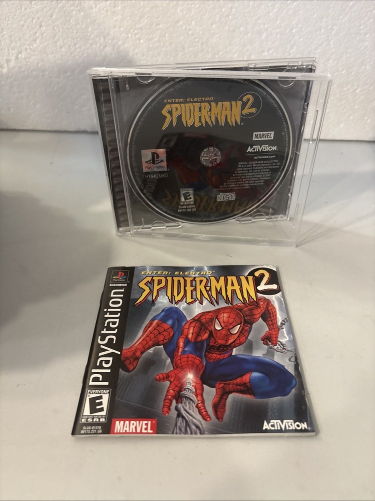 Spider Man 2 Enter Electro PS1 PlayStation 1 Complete CIB + Reg Card Black Label