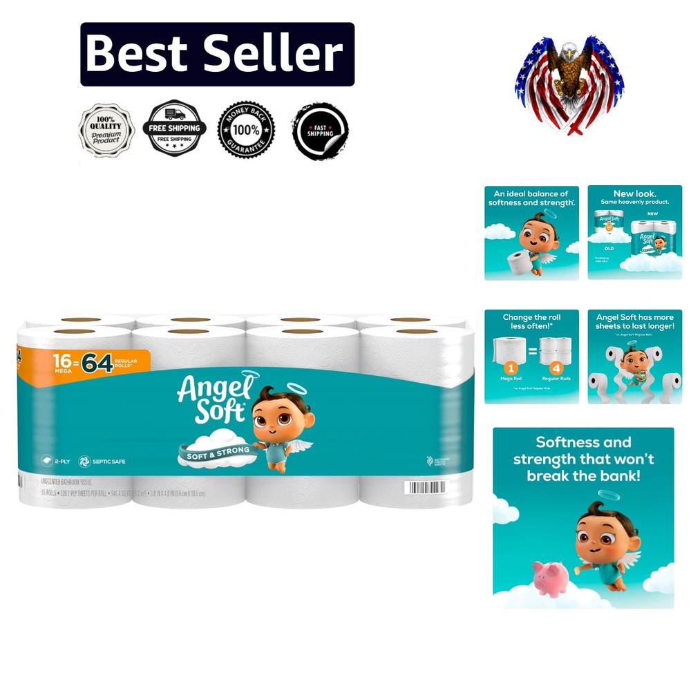 SFI Sustainably Sourced 2-Ply Mega Rolls Toilet Paper - Soft and Strong Tissue