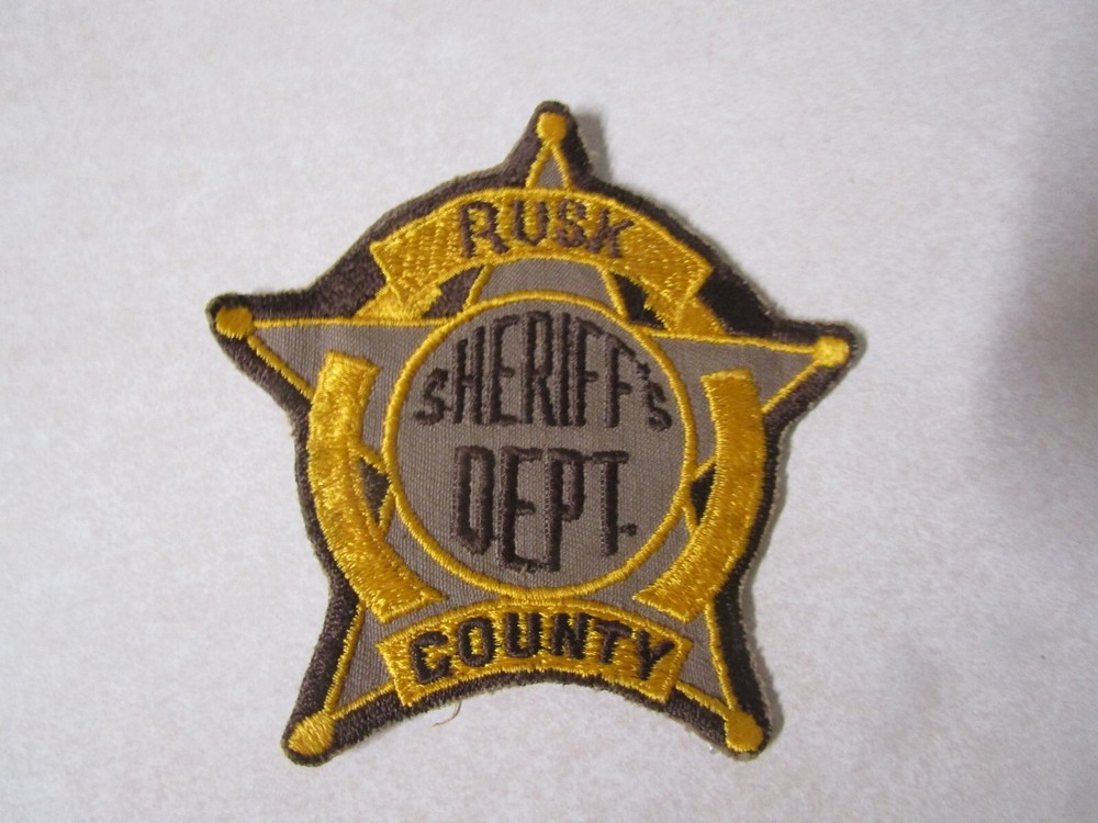 PATCH LAW ENFORCEMENT STAR SHAPE SHERIFF DEPARTMENT TEXAS COUNTY RUSK BROWN TRIM