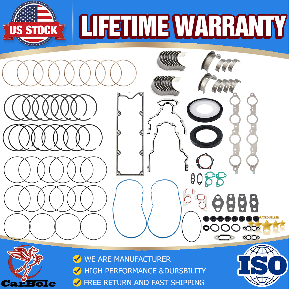 GMC Chevy 4.8L 5.3L Cylinder Head Gasket Rod Bearing Piston Ring Kit