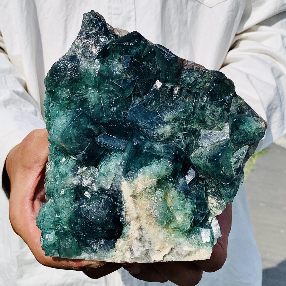 4.31LB Natural Green Fluorite Crystal Healing Mineral Specimen