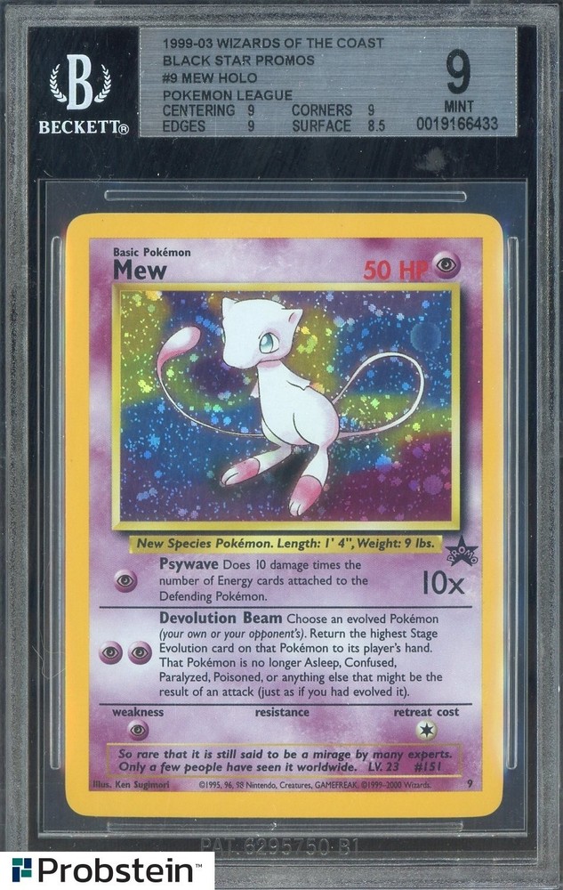2000 Pokemon Black Star Promo Pokemon League #9 Mew Holo BGS 9 MINTPROBSTEIN is actively accepting consignments !!