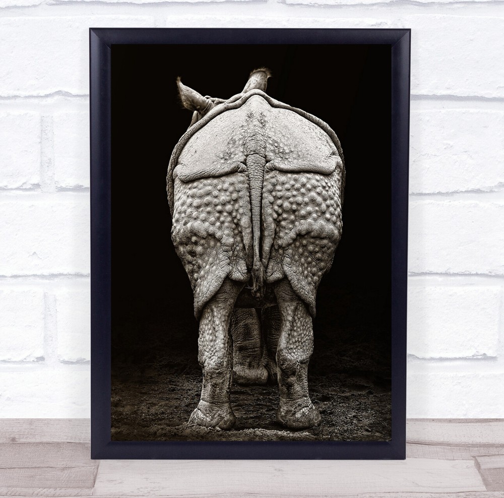 Netherlands Wildlife Rhino Behind Tail Dark Low Key Low-Key Wall Art Print