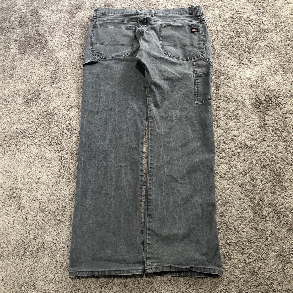 Dickies Mens 36x34 Faded Grey Carpenter Work Pants Skater Grunge Y2K Style