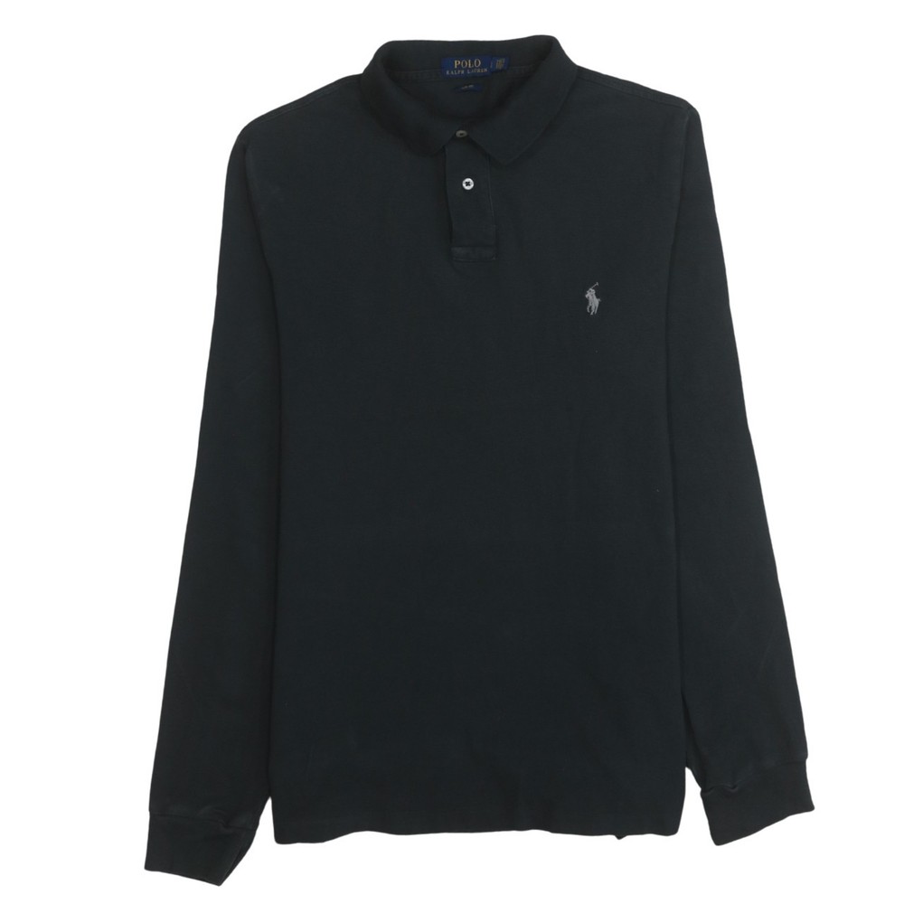 Polo Ralph Lauren Womens Polo Shirt Black Long Sleeve Embroidered Pony Cotton L