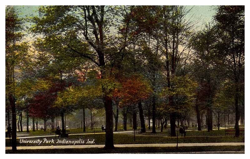 Postcard PARK SCENE Indianapolis Indiana IN m/09 AP7692