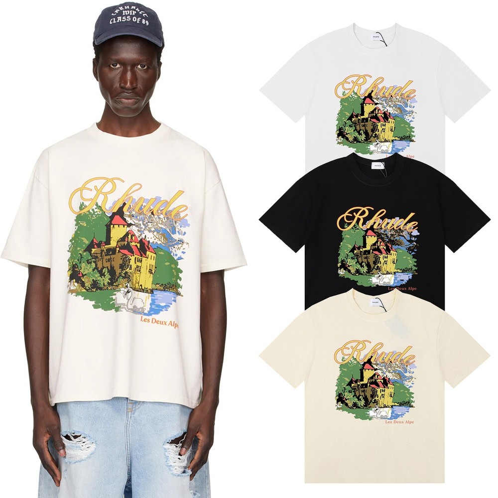 RHUDE Unisex Graffiti Print Cotton Polo T-Shirt Sizes S-XL
