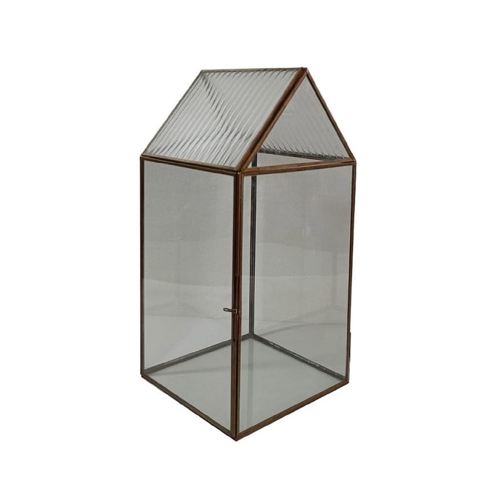 Rustic Brown Iron & Glass Terrarium 16.5 Inches Tall