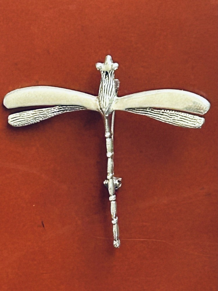 VTG 925 Sterling Silver 3D Textured Dragonfly Brooch/Pin • 2