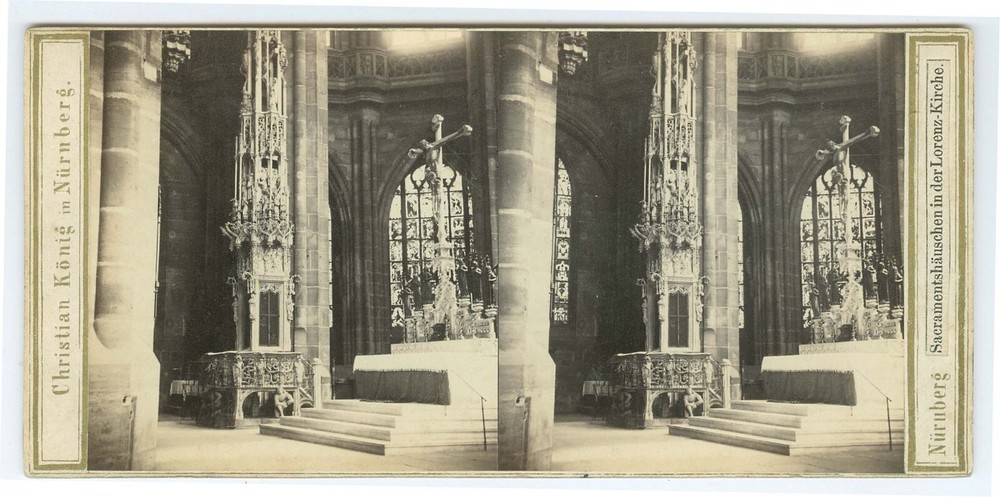 G1506~ GERMANY –Nuremberg Church Interior c.1860s C. KONIG Stereoview