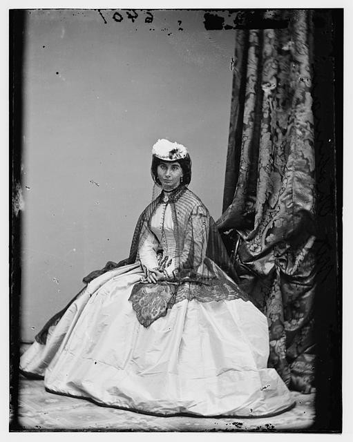 Photo:Miss Chapman 1860s Portrait Woman Dress Bonnet Studio Photograph