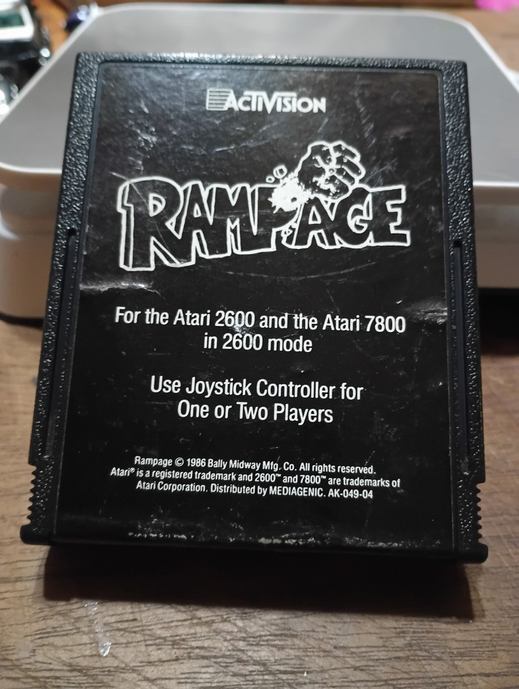 1986 Rampage Atari 2600 & 7800 Game Cartridge only Tested Works Activision