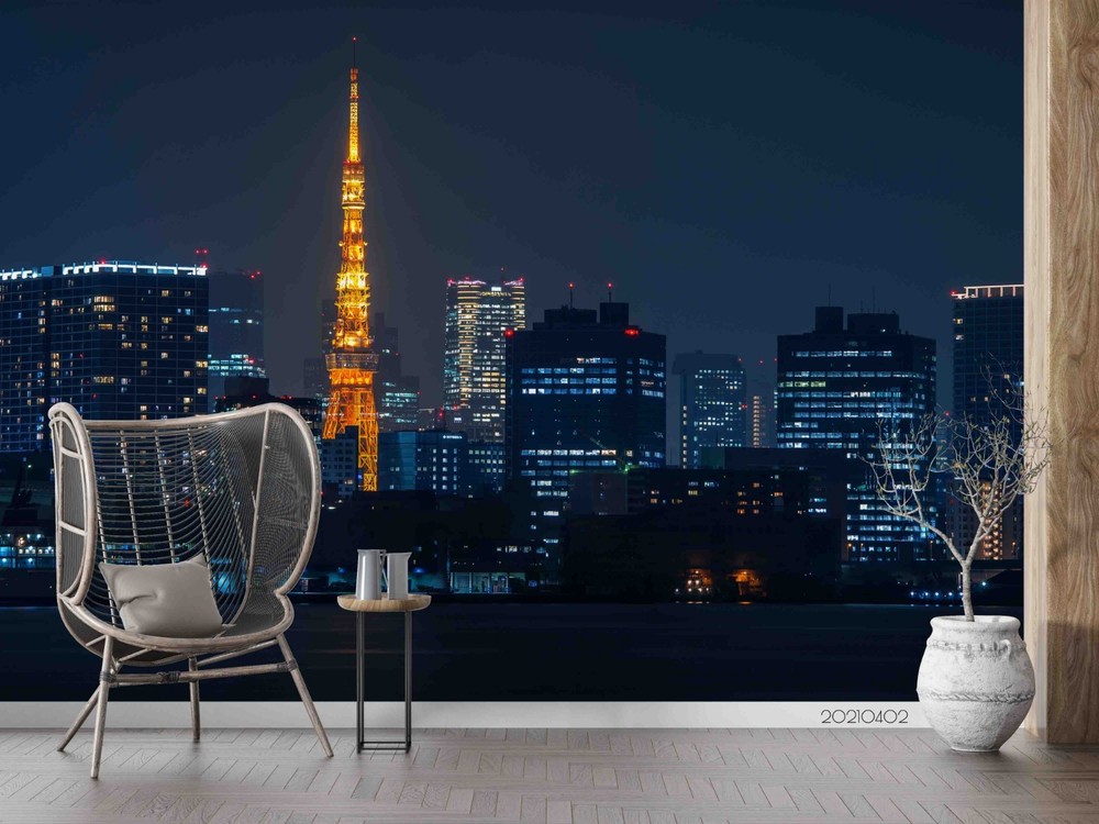 3D City Architecture Nightscape Wall Murals Wallpaper Murals Wall Sticker