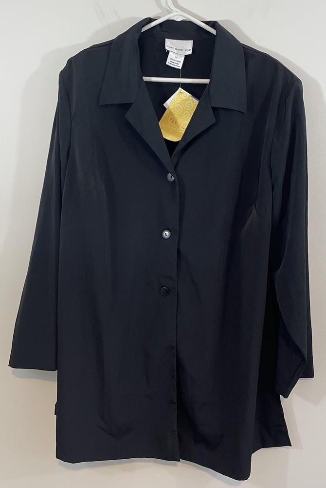 NEW Susan Graver Womens sz 3X button blouse tunic top collared roomy oversized