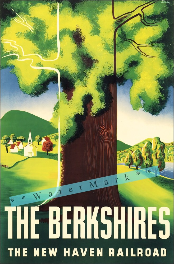 The Berkshires 1945 New Haven Railroad Vintage Poster Print Retro Style Art