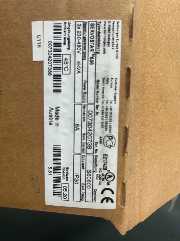New Kollmorgen SERVOSTAR 606 S60600 servo drive t shipping
