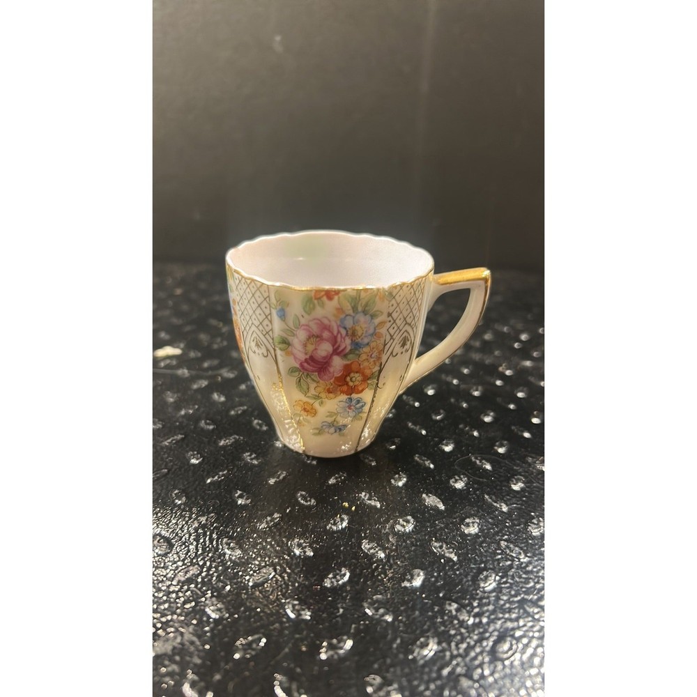 Mini Gold and Floral Tea Cup
