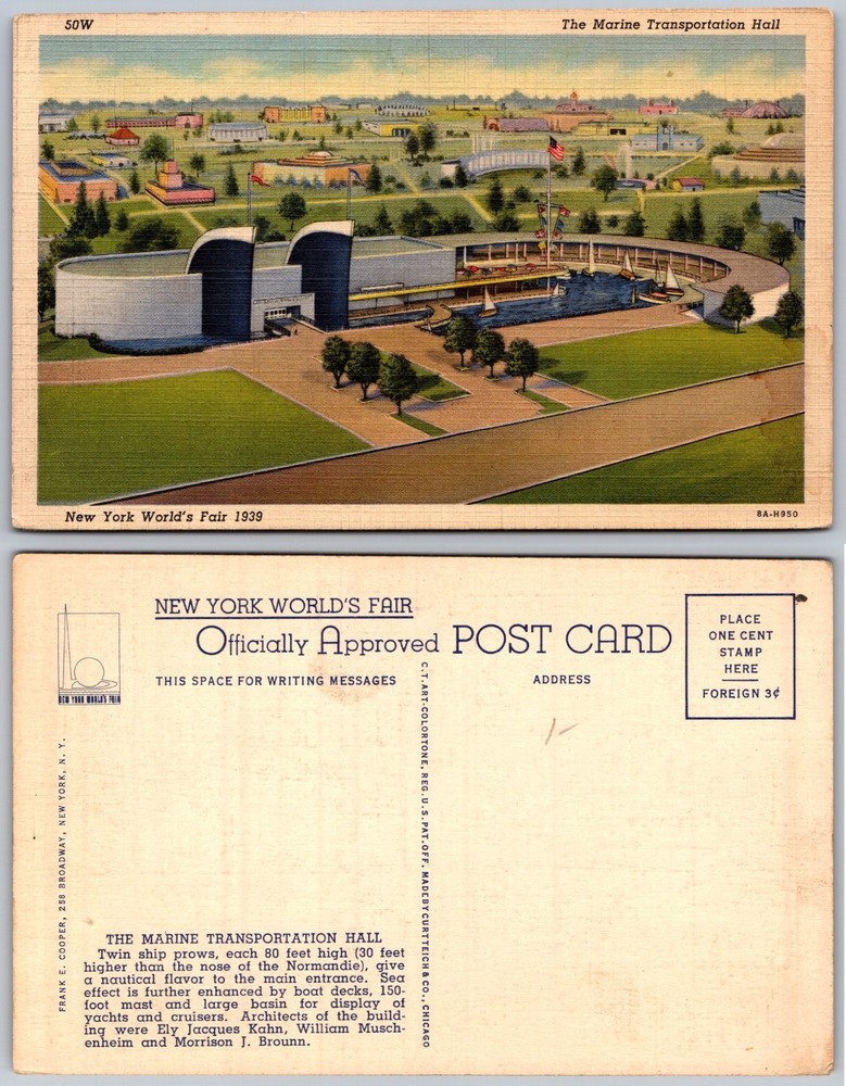 Marine Transportation Hall New York Worlds Fair 1939 Postcard