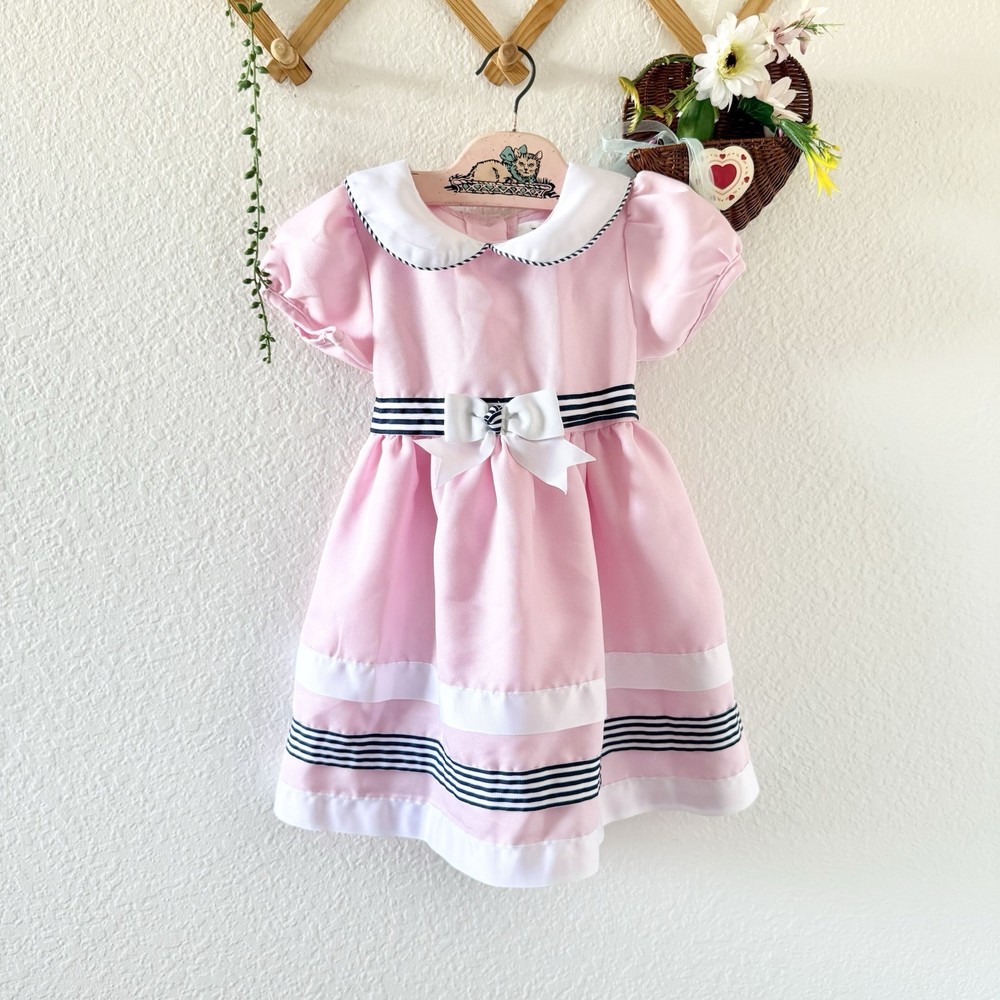 Rare Editions Girls Pink Bow Dress Size 4T Tie Back Party Easter Holiday