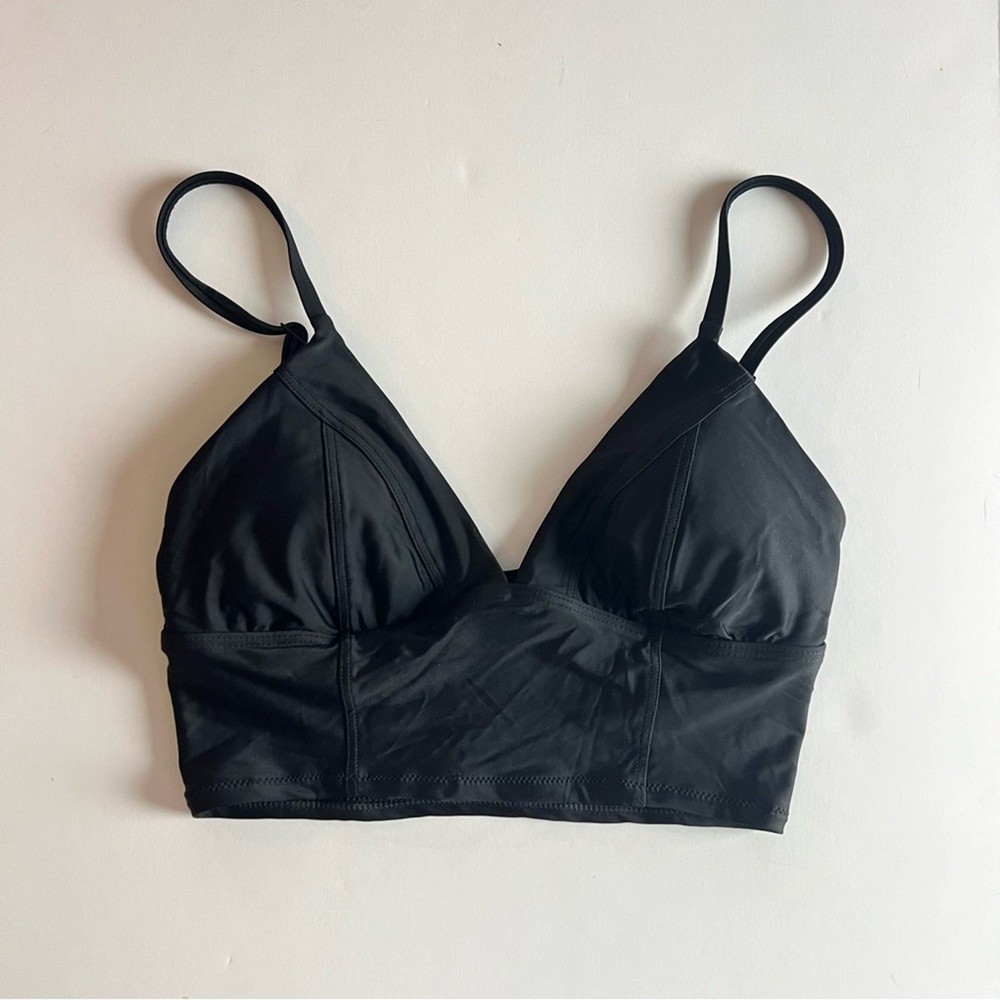 NWT Aerie Triangle Bralette Black Swim Top Sz S