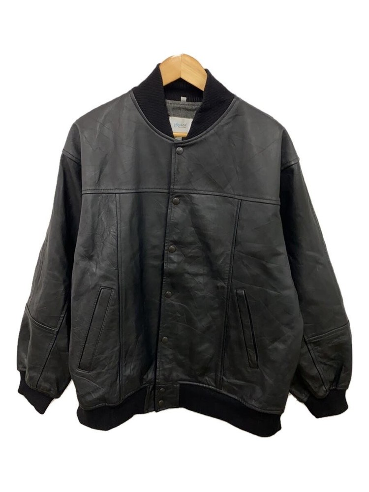 Yused Black Plain Leather Blouson Jacket Style 1306