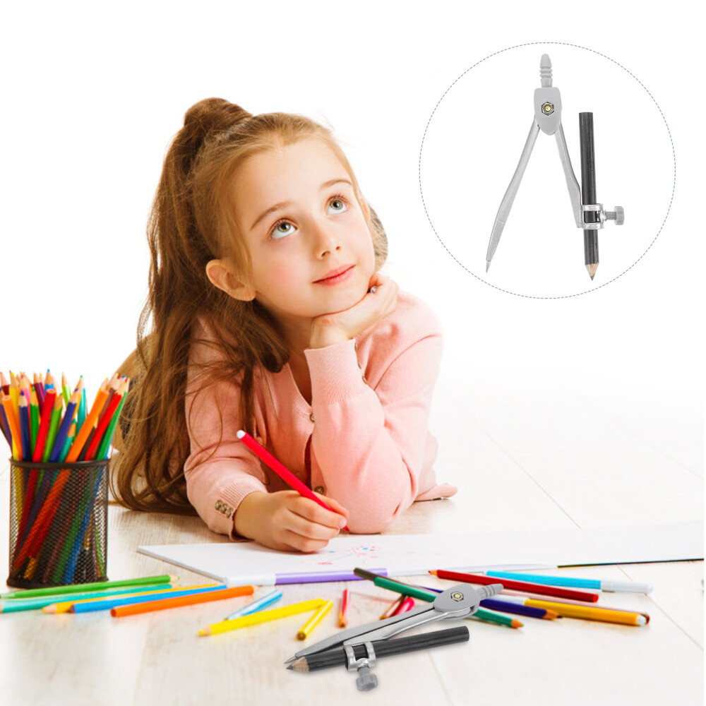 Compass with Pencil for Math Drafting and Drawing Tool Screw-mount Pupils