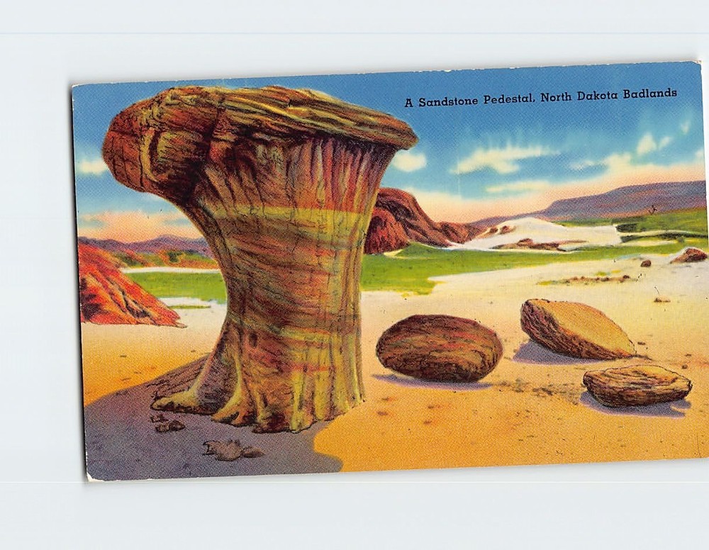 Postcard Sandstone Pedestal Toadstool Badlands North Dakota USA