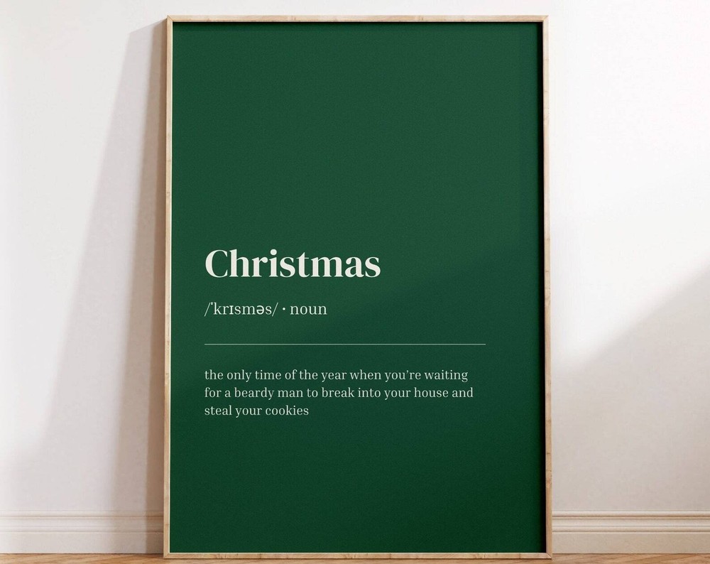 Christmas Definition Print Cute Holiday Wall Art Funny Christmas Definition