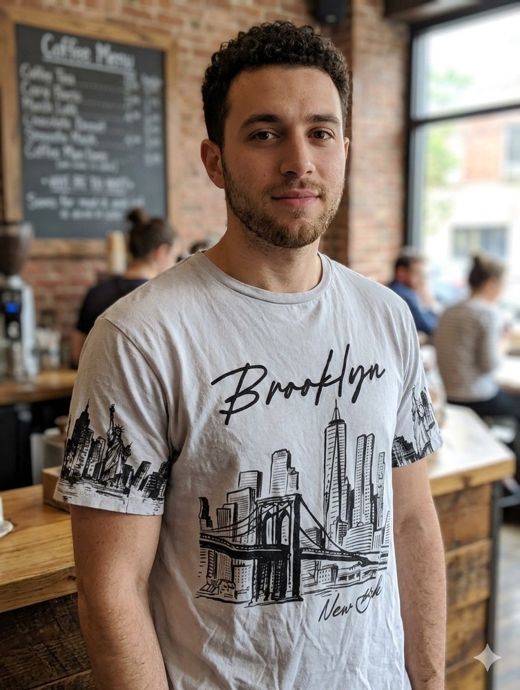 PERSAYA Brooklyn New York City Graphic T-Shirt Men's Size Large White Cotton NYC